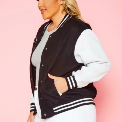 Plus Size Varsity Bomber Jacket -Radiant Drape Sales 2021148 001 3