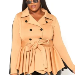 Plus Size Notch Collar Peplum Flare Top -Radiant Drape Sales 2021157 002 1