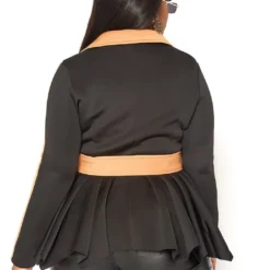 Plus Size Notch Collar Peplum Flare Top -Radiant Drape Sales 2021157 002 4