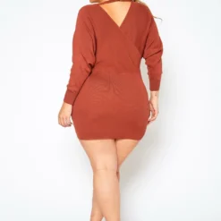 Plus Size Ribbed Knit Dolman Sleeve Mini Dress -Radiant Drape Sales 2021158 002 4