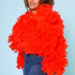 Plus Size Organza Tiered Ruffle Long Sleeve Jacket -Radiant Drape Sales 2021170 003 4