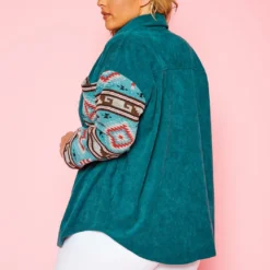 Plus Size Aztec Print Ribbed Jacket -Radiant Drape Sales 2021172 001 4