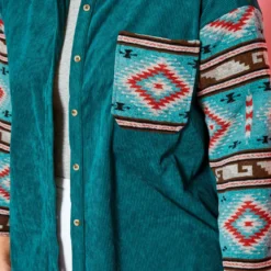 Plus Size Aztec Print Ribbed Jacket -Radiant Drape Sales 2021172 001 5