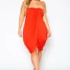 Plus Size Draped Tube Mini Dress