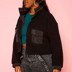 Plus Size Faux Fur High Neck Jacket -Radiant Drape Sales 2021186 001 2