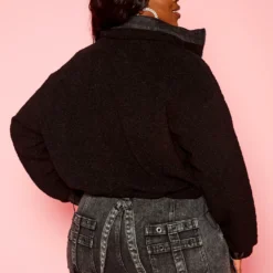 Plus Size Faux Fur High Neck Jacket -Radiant Drape Sales 2021186 001 3