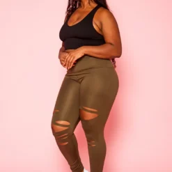 Plus Size High Waist Slit Hem Leggings -Radiant Drape Sales 2021187 002 3