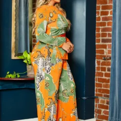 Plus Size Multi Pattern Long Sleeve Top & Pants Set -Radiant Drape Sales 2021190 001 2