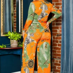 Plus Size Multi Pattern Long Sleeve Top & Pants Set -Radiant Drape Sales 2021190 001 3