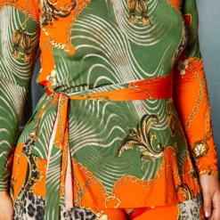 Plus Size Multi Pattern Long Sleeve Top & Pants Set -Radiant Drape Sales 2021190 001 4