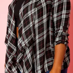 Plus Size Plaid Pattern Waterfall Drape Cardigan -Radiant Drape Sales 2021192 001 4
