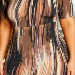 Plus Size Mocha Pattern Flare Dress -Radiant Drape Sales 2021204 001 4