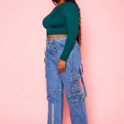 Plus Size High Waist Cargo Denim Jeans -Radiant Drape Sales 2021244 002 3