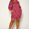 Plus Size Checkered Print Hooded Mini Dress