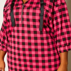 Plus Size Checkered Print Hooded Mini Dress -Radiant Drape Sales 2021257 002 5