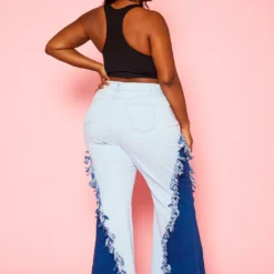 Plus Size Fringe Hem Color Block Flared Jeans -Radiant Drape Sales 2021265 001 4