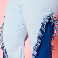 Plus Size Fringe Hem Color Block Flared Jeans -Radiant Drape Sales 2021265 001 5