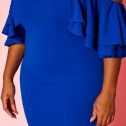 Plus Size Off Shoulder Ruffle Sleeve Mini Dress -Radiant Drape Sales 2021271 002 5