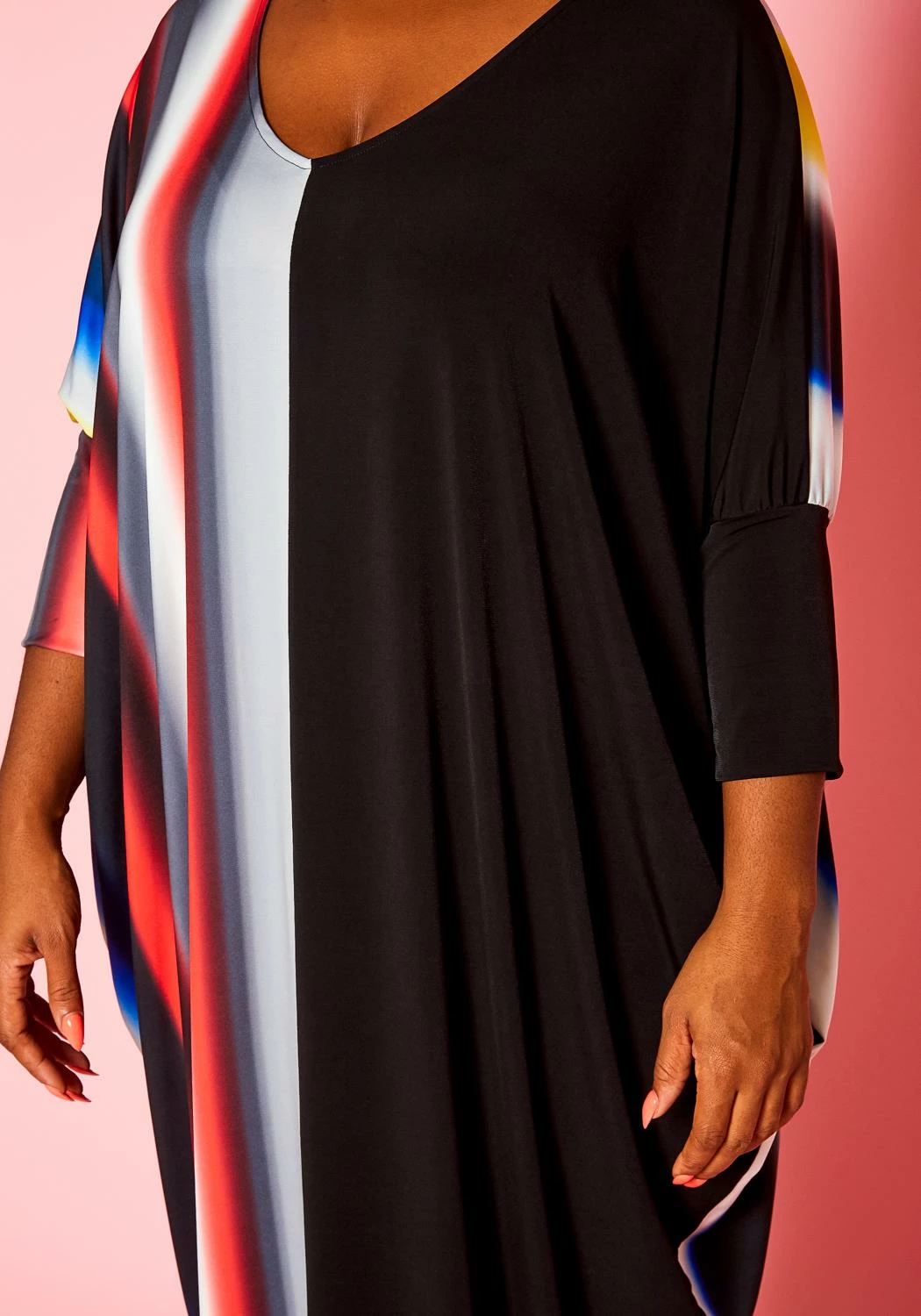 Plus Size Gradient Pattern Splice Flare Maxi Dress 6 Plus Size Gradient Pattern Splice Flare Maxi Dress - Image 6