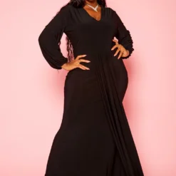 Plus Size Long Sleeve Mermaid Flare Gown