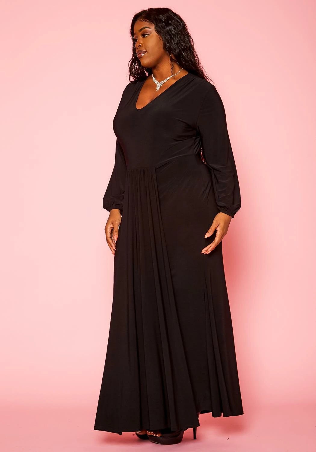 Plus Size Long Sleeve Mermaid Flare Gown 4 Plus Size Long Sleeve Mermaid Flare Gown - Image 4