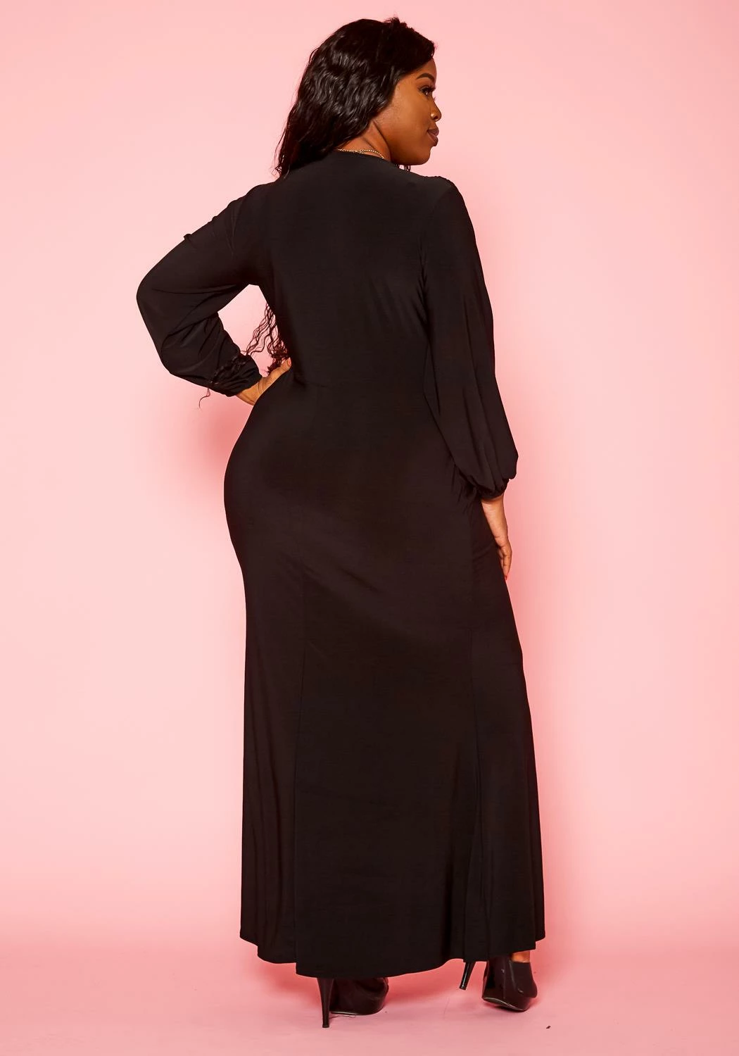 Plus Size Long Sleeve Mermaid Flare Gown 5 Plus Size Long Sleeve Mermaid Flare Gown - Image 5