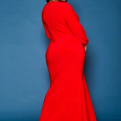 Plus Size Long Sleeve Mermaid Flare Gown -Radiant Drape Sales 2021276 002 4