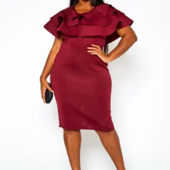 Plus Size Ruffle Hem Cocktail Dress