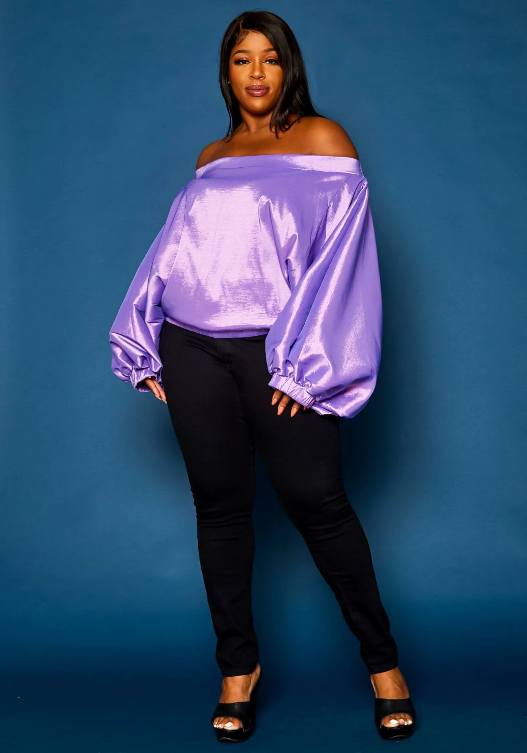 Plus Size Off Shoulder Puffy Sleeve Top 2 Plus Size Off Shoulder Puffy Sleeve Top - Image 2