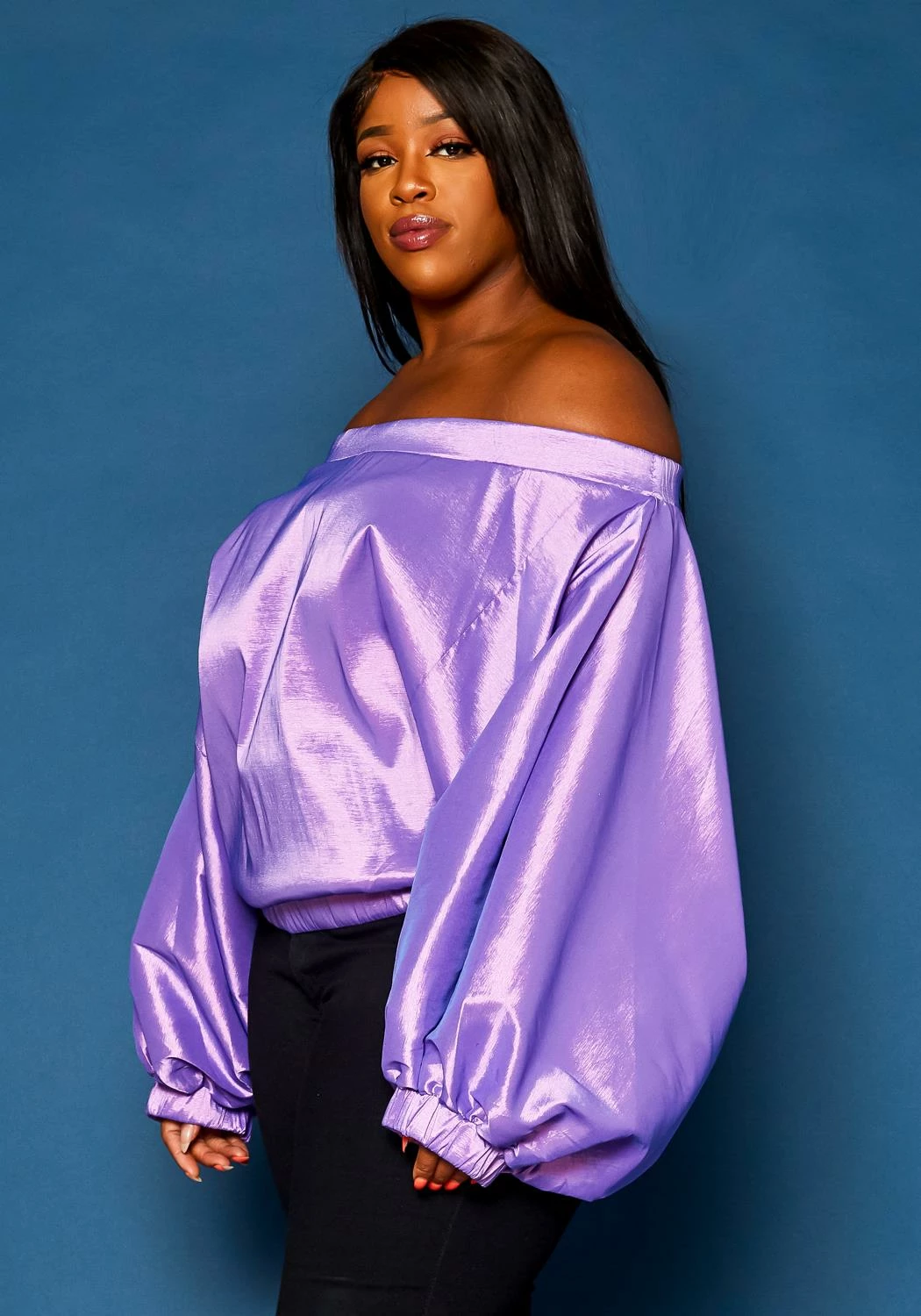 Plus Size Off Shoulder Puffy Sleeve Top 3 Plus Size Off Shoulder Puffy Sleeve Top - Image 3