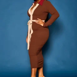 Plus Size Ribbed Knit Color Trim Midi Dress 8 Plus Size Ribbed Knit Color Trim Midi Dress -Radiant Drape Sales 2021288 001 3