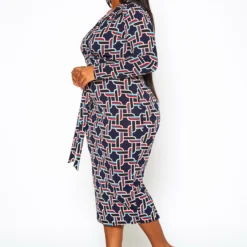 Plus Size Abstract Pattern Bodycon Midi Dress -Radiant Drape Sales 2021293 001 2