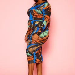 Plus Size Abstract Print Bodycon Midi Dress -Radiant Drape Sales 2021297 001 2