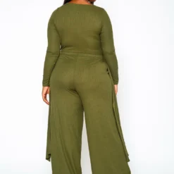Plus Size Ribbed Knit Longline Top & Pants Set -Radiant Drape Sales 2021298 002 3
