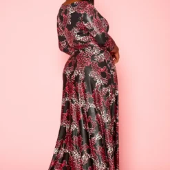 Plus Size Fuchsia Leopard Print Fit & Flare Maxi Dress -Radiant Drape Sales 2021305 001 4