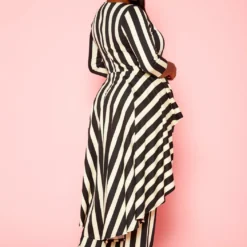 Plus Size Striped High Low Peplum Top & Pants Set -Radiant Drape Sales 2021306 001 4