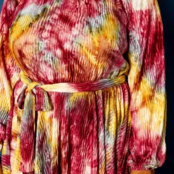 Plus Size Tie Dye Fit & Flare Pleated Dress 11 Plus Size Tie Dye Fit & Flare Pleated Dress -Radiant Drape Sales 2021308 001 5