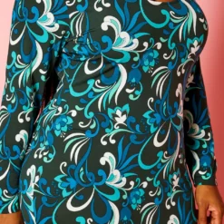 Plus Size Abstract Floral Pattern High Low Maxi Dress -Radiant Drape Sales 2021310 001 5