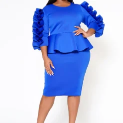 Plus Size Ruffle Hem Peplum Dress