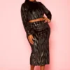 Plus Size Metallic Print Two Piece Set