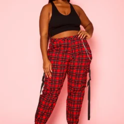 Plus Size Tartan Plaid Cargo Pants