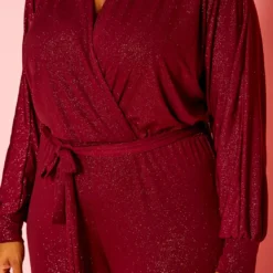 Plus Size Shimmer Long Sleeve Flare Jumpsuit -Radiant Drape Sales 2021323 002 4