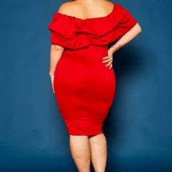 Plus Size Off Shoulder Ruffle Hem Dress -Radiant Drape Sales 2021328 002 4