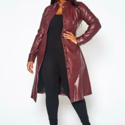 Plus Size Faux Leather Button Front Dress 17 Plus Size Faux Leather Button Front Dress -Radiant Drape Sales 2021330 002 1
