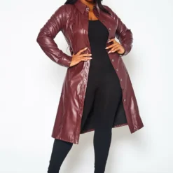 Plus Size Faux Leather Button Front Dress 18 Plus Size Faux Leather Button Front Dress -Radiant Drape Sales 2021330 002 3