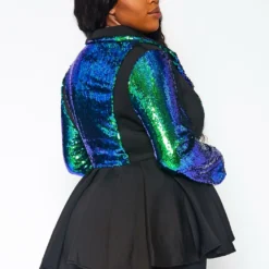 Plus Size Duo Color Sequin Peplum Blazer -Radiant Drape Sales 2021332 001 10