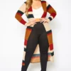 Plus Size Color Block Duster Cardigan