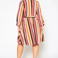 Colorful Mock Neck Fit & Flare Dress -Radiant Drape Sales 2021339 001 3