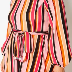 Colorful Mock Neck Fit & Flare Dress -Radiant Drape Sales 2021339 001 4