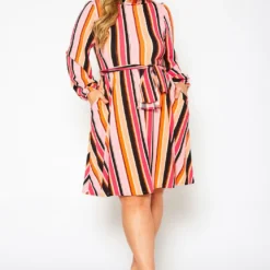 Colorful Mock Neck Fit & Flare Dress -Radiant Drape Sales 2021339 001 5